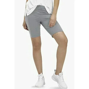 HUE Women's High Waist Blackout Cotton Bike Shorts, Gray, XS